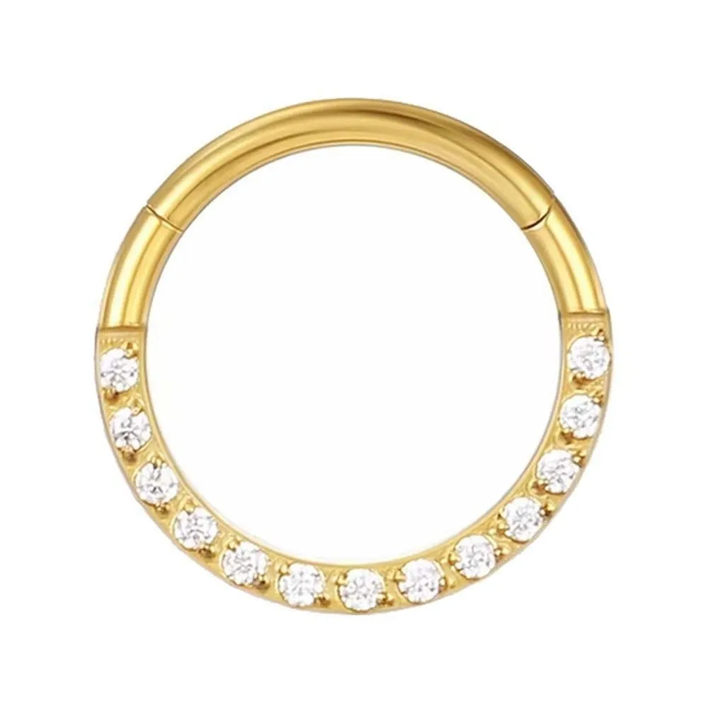 أقراط الغضروف الذهبية الفاخرة الرائعة لامعة التيتانيوم حجر الراين الأنف الدائري مجوهرات صغيرة ثقب الشفاه الدائري عيد ميلاد #4