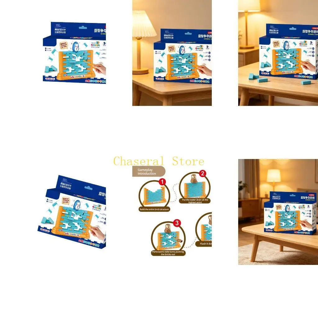 E7CE Lovely Penguins Brick Game Strategy Toy Tabletop Challenge Toy for Family Game
