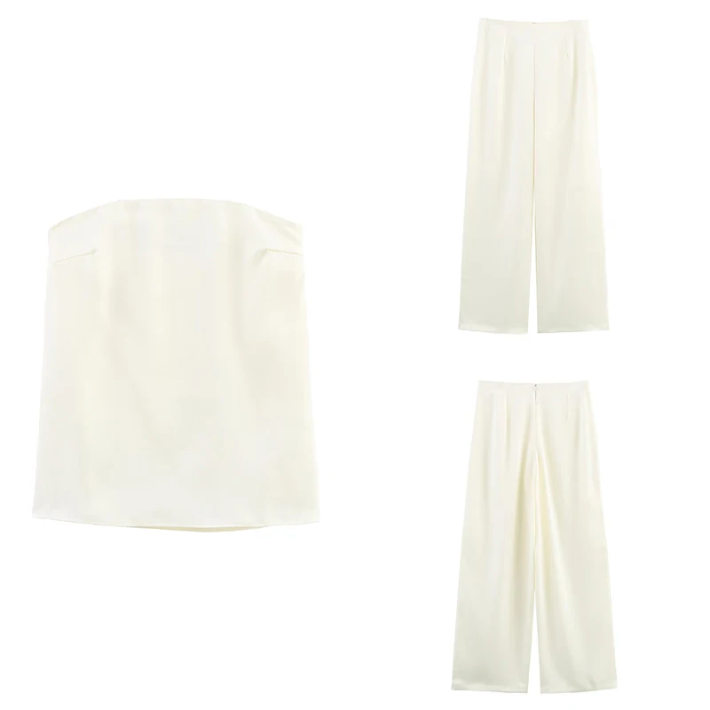 

Slimming High Waist Drapey ter Ne Wide Leg Pants Women's Sle Polyester Fiber Faion Set 2025 Summer New Arrival