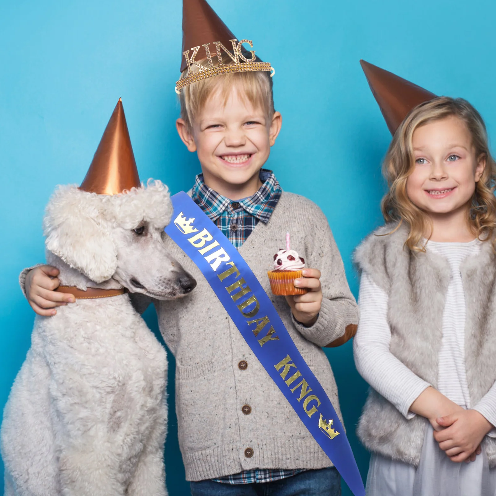 1Set Crown Sjerp Koning Strass Verjaardagsfeestje Prom Kostuum Accessoires Stabiele Hoofdtooi voor Mannen Vrouwen