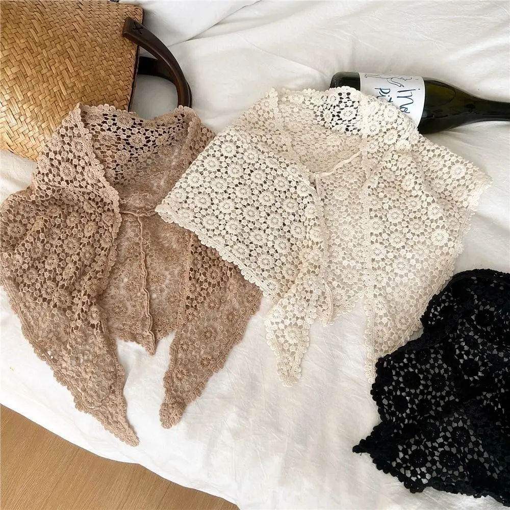 

Simple Fake Collar Lace Shawl Cape White Lace Triangle Scarf Korean Style Wraps Hip Scarf Female