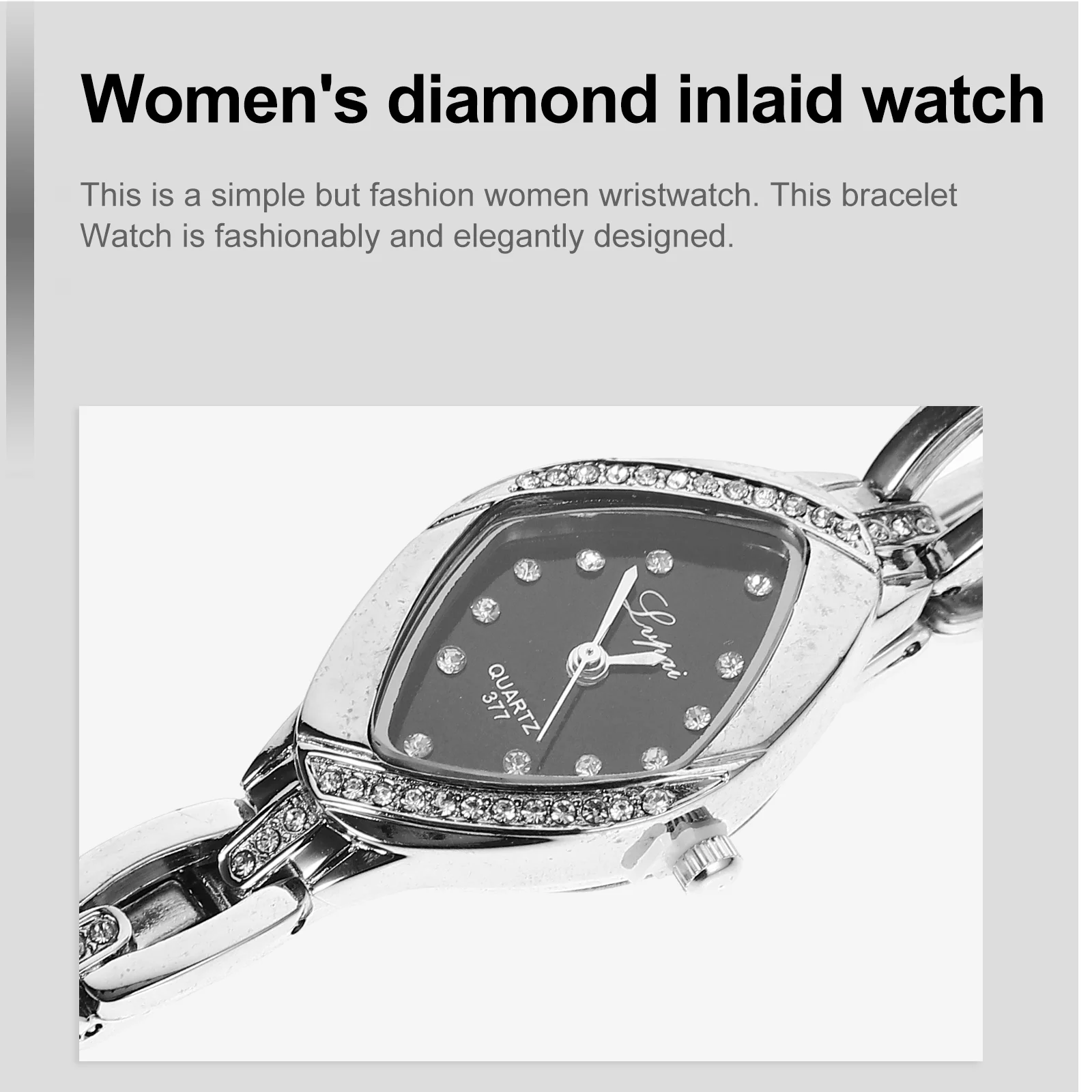 P128 Women's Rhinestone Wrist Watches Steel Bracelet Analog Quartz (Silver White) p128 quartz watch women quartz watch