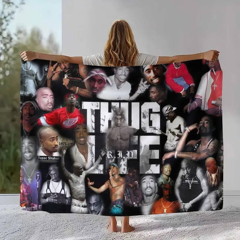 Tupac 2Pac Thug Life West Coast Rap Legend Flannel Throw Blanket,Cozy Warm Blanket for Bed,Sofa,Living Room,Picnic,Camping,Gift