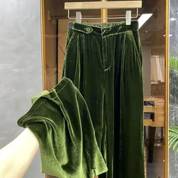 Korean Wide Leg Pants Women High Waist Slim Fit Straight Velvet Trousers Autumn Winter Fashion Casual Vintage Y2k Sweatpants