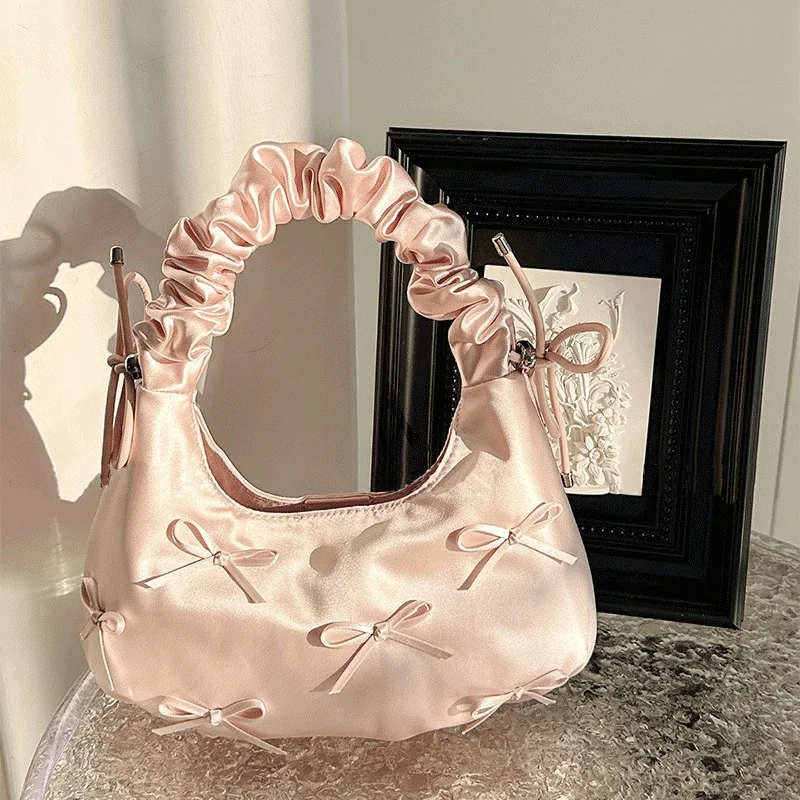 

Unique Ruched Bowknot Cute Versatile Handbag Bowknot High-Quality Women's Shoulder Handbag