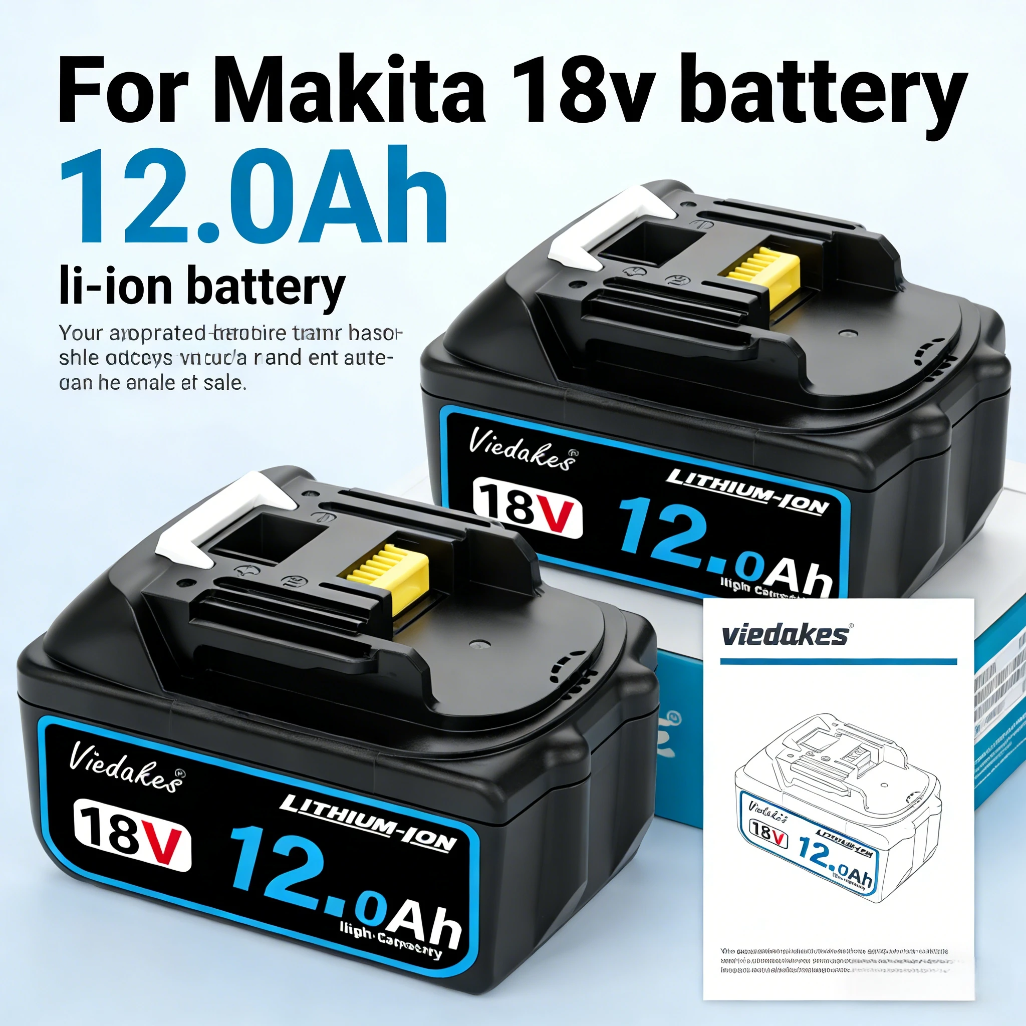 

18v Rechargeable 8Ah/10Ah/12Ah Lithium-ion battery for makita 18v Power Tool DTW700 DGA404 DTD172 DJV182 Battery, Long Lasting