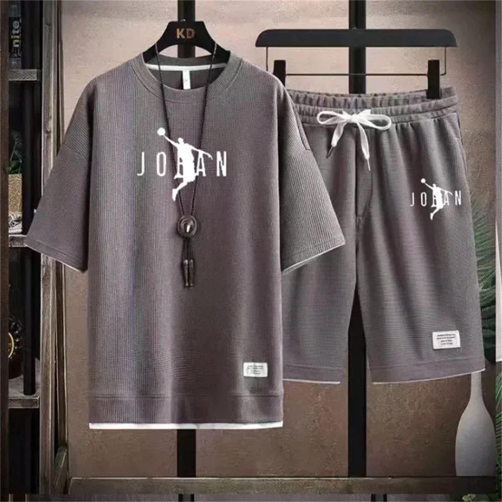 

Men's luxury short sleeved sports suit casual T-shirt shorts fitness fashion summer new two-piece set 2024 jogging sportswear