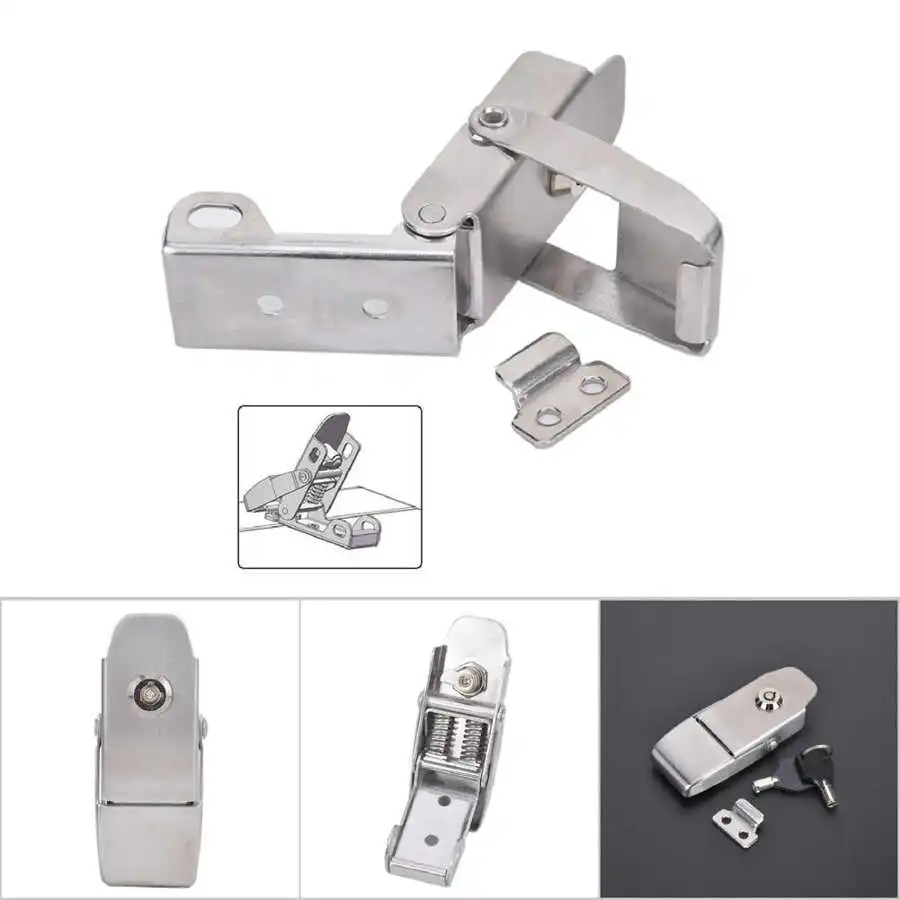 Stainless Steel Spring Toggle Latch Toggle Hasp Clamp Cabinet Locking Tool Hardware With Two Keys