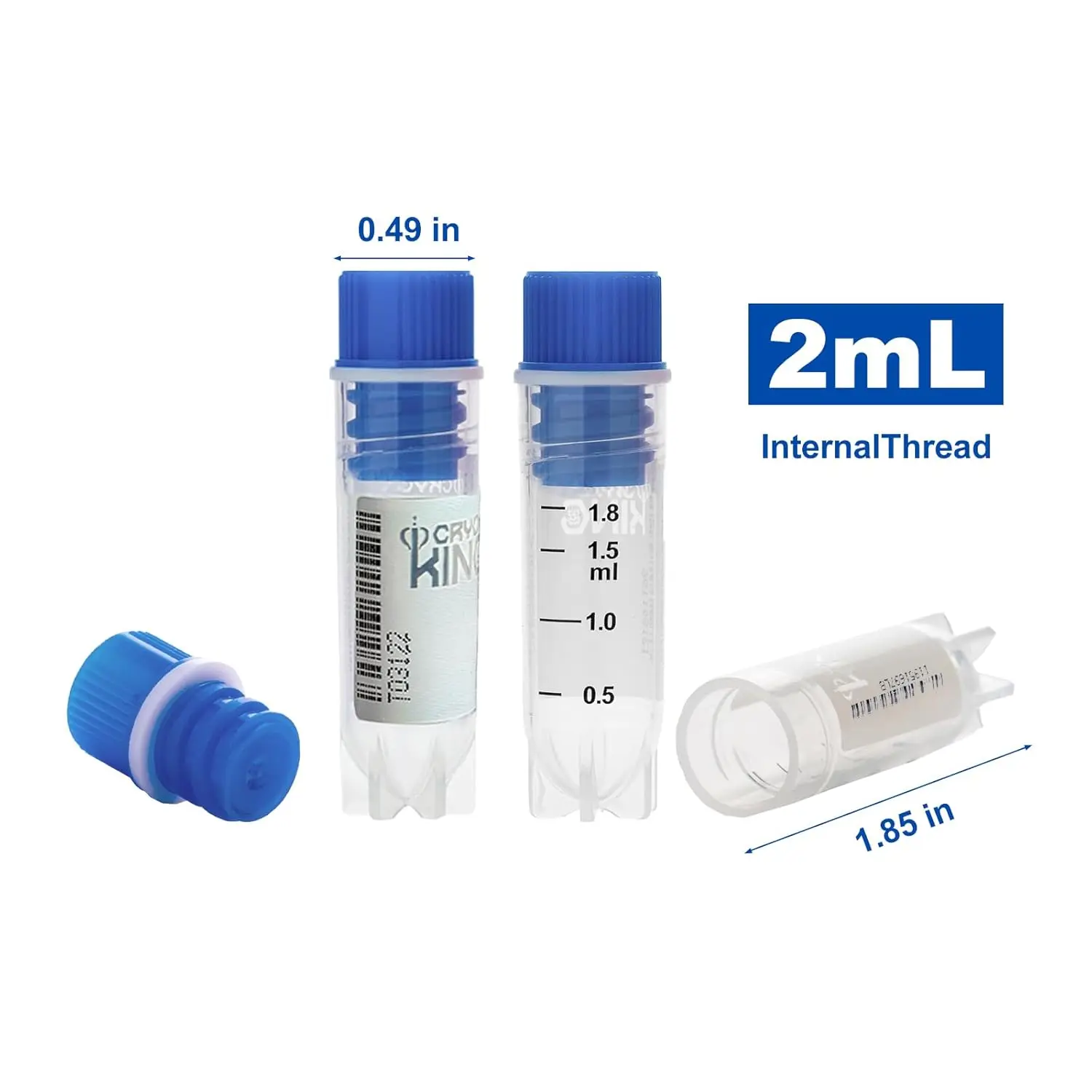 2ml Cryopreservation Tube Freezer Tubes Cryotubes cryogenic vial Cryo-Tubes Sterile DNase/RNase Free,Non-Pyrogenic, Autoclavable