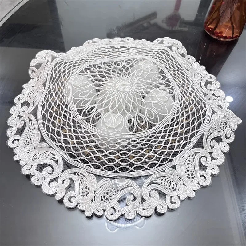 high quality woven embroidery round classic table mat Home vase pad Furniture appliances Dust cover Christmas wedding decoration