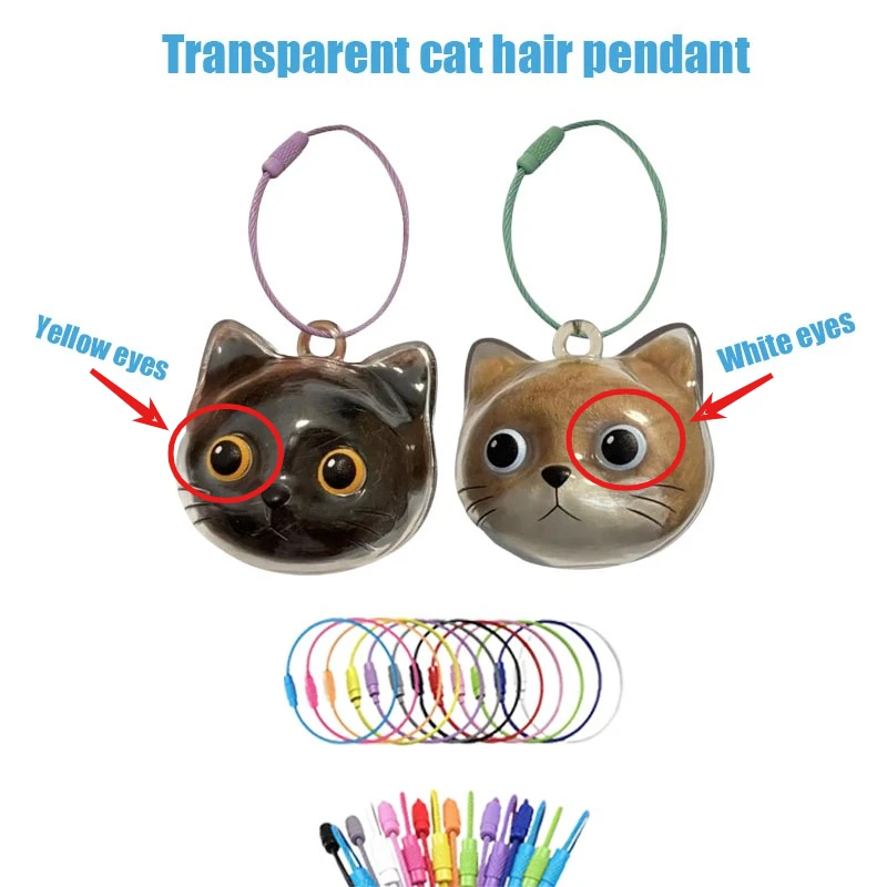 القط الشعر تخزين المفاتيح صندوق شفاف الإبداعية الحيوانات الأليفة الفراء حامل تذكار معلقة قلادة المحمولة القط الفراء المنظم التبعي