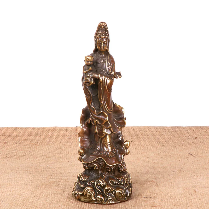 Antique-style copper standing statue, of the World, Guanyin of Child-Bearing