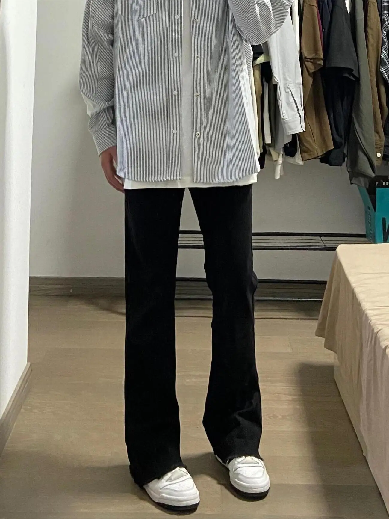 

American High Street Hiphop Retro Bla Frayed Jeans Men's Micro Flared Slimming Casual Versatile Long Pants