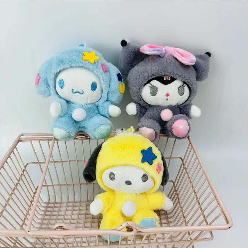 Kawaii Sanrio Anime Cotton Doll Plush Toys Kuromi Cinnamoroll Soft Stuffed Keychain Bag Pendant Home Decoration for Girl Gifts