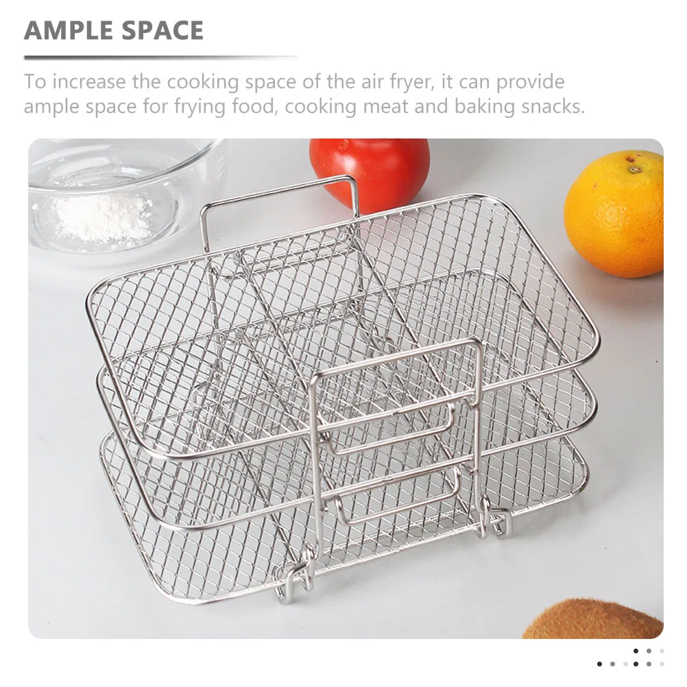 ثلاث طبقات مقلاة هوائية رف شواء ملحق فرن كهربائي قابل للفصل ديهيدراتور الفولاذ المقاوم للصدأ شواء شبكات استبدال