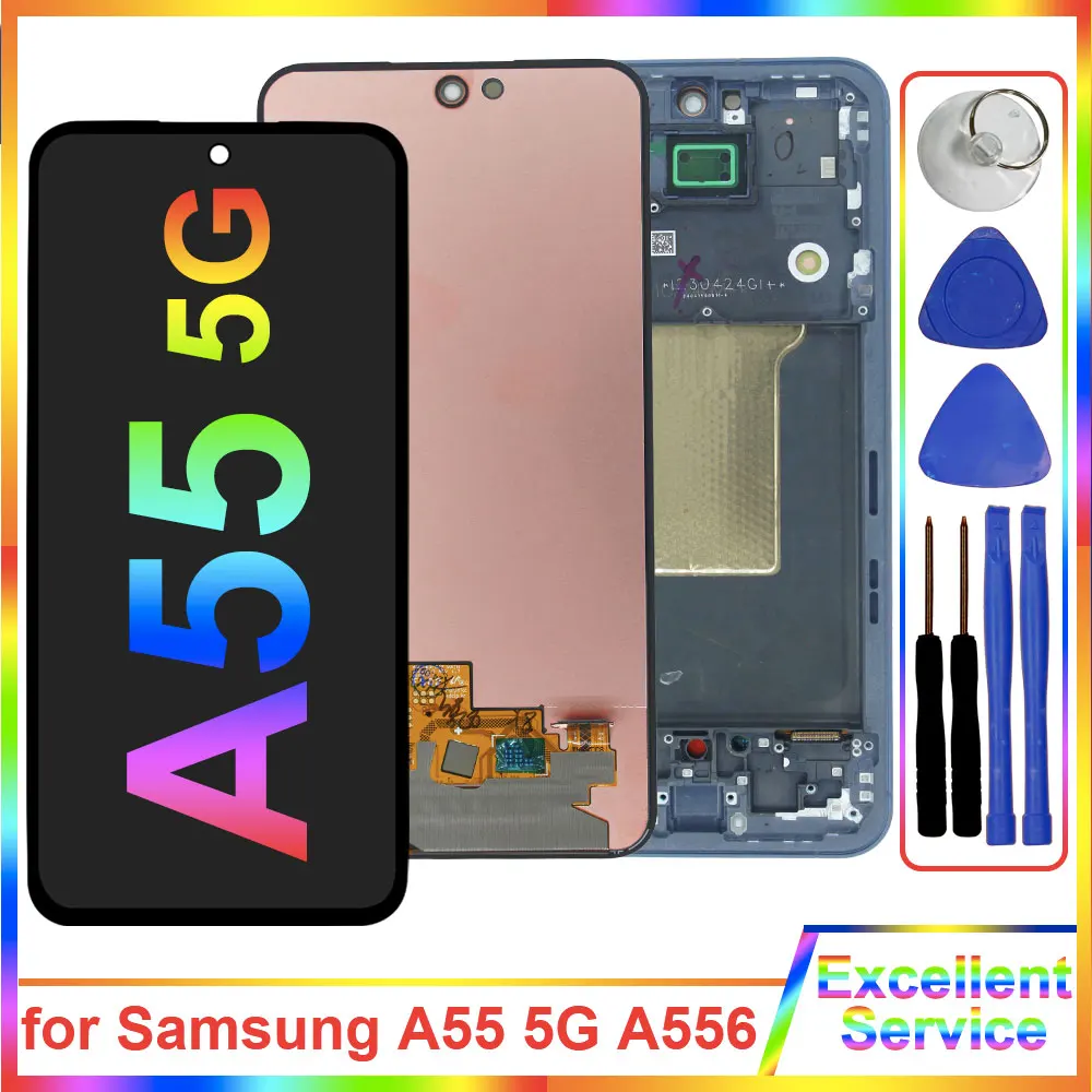 New AMOLED LCD for Samsung Galaxy A55 5G LCD A556U Display Touch Screen Digitizer Replacement for Samsung A556E A556B LCD