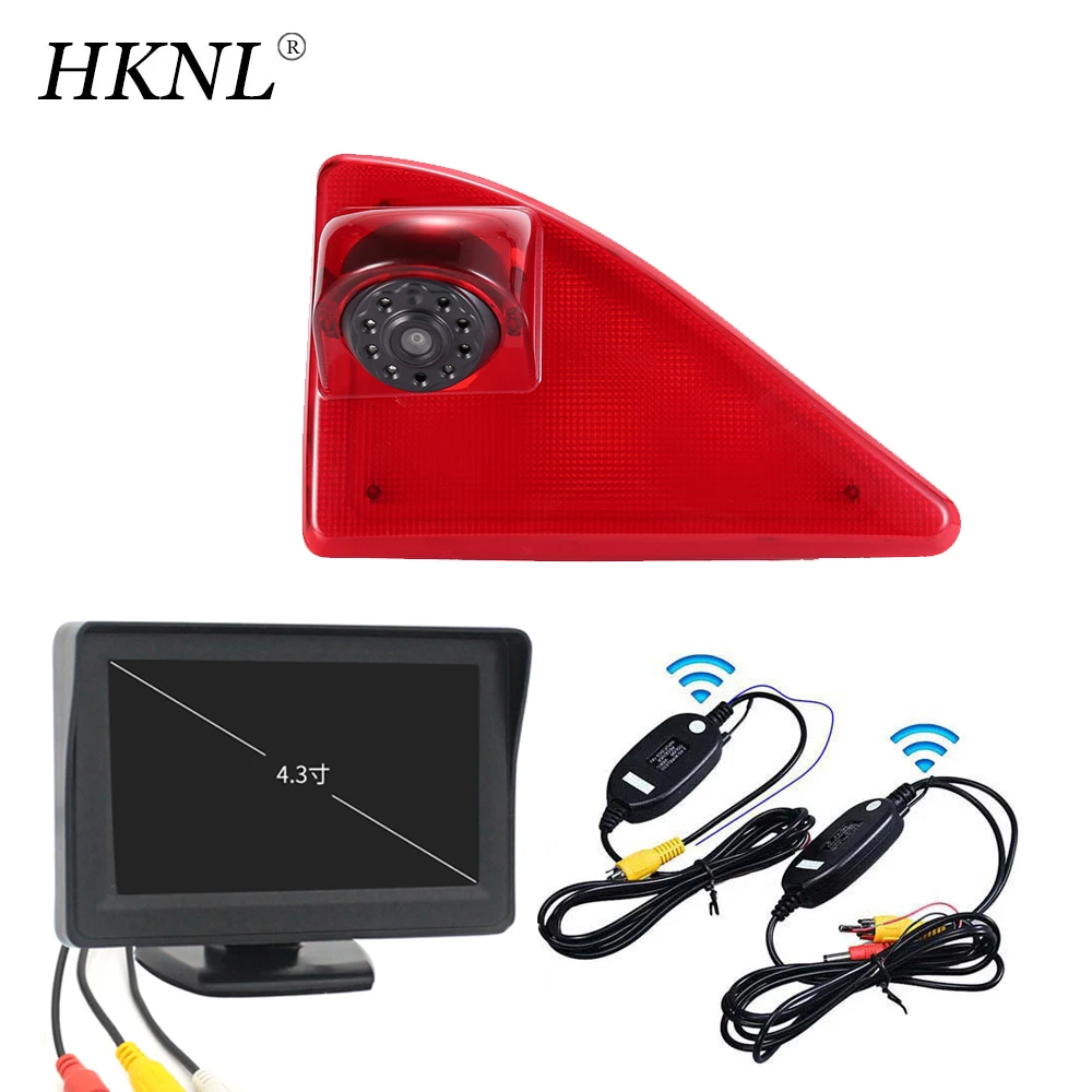 

HKNL CCD Car Reverse Camera 4.3" Monitor+2.4GHZ Wireless ForOpel Vauxhall Movano Renault Master Nissan NV400 2010 Brake Light HD