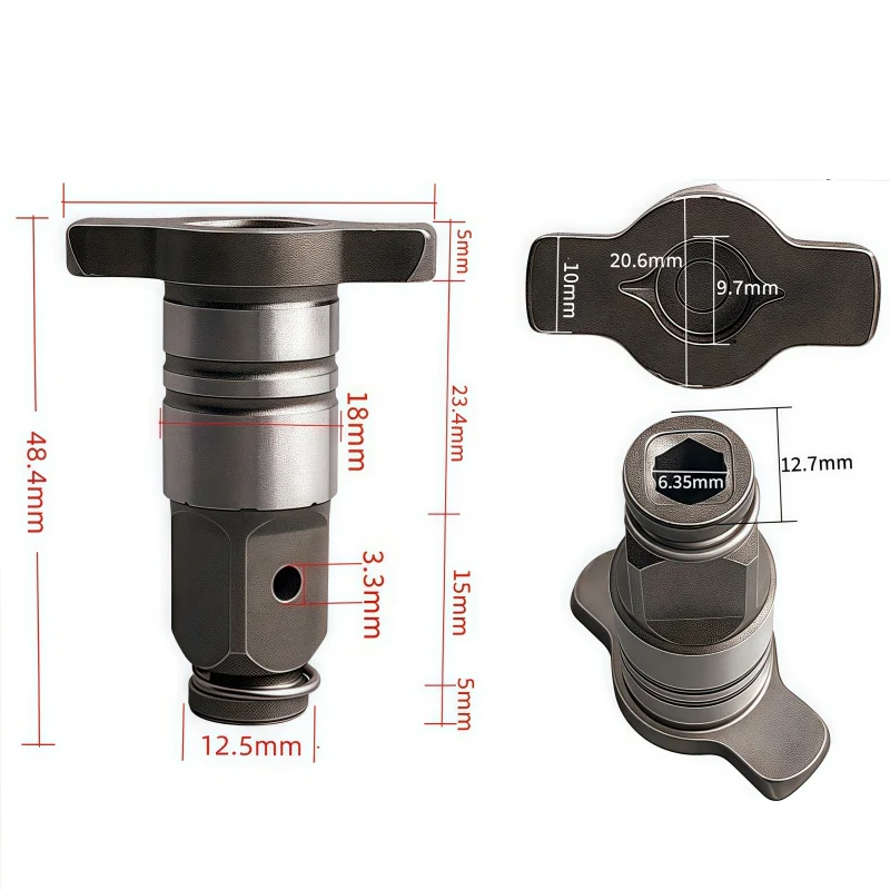 1/2/3pcs Electric Wrench Adapter Multifunctional Square Head T-shaft Electric Brushless Impact Wrench Shaft Power Tool Accessory