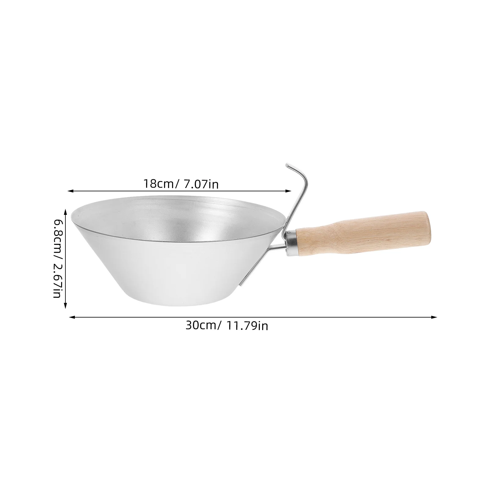 Ferramenta resistente do reboco do drywall da bandeja da lama de aço inoxidável com borda cortada da colher do balde do cimento do punho de madeira