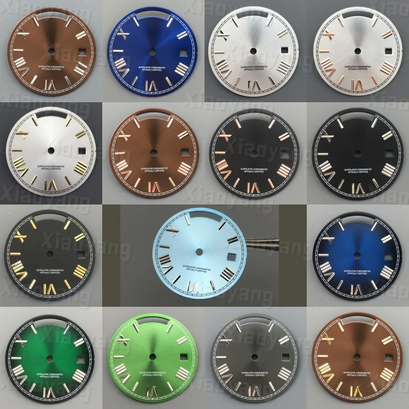 

29mm No Logo Dial Week Day Date Window Roman Sunbust Dial Suitable For 8285 Movement High Quality Watch Modification Accessories