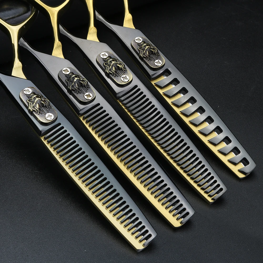 XUANFENG 6-Inch Gold Multiple Thinning Scissors Professional Hairdressing Shears for Styling And Trimming