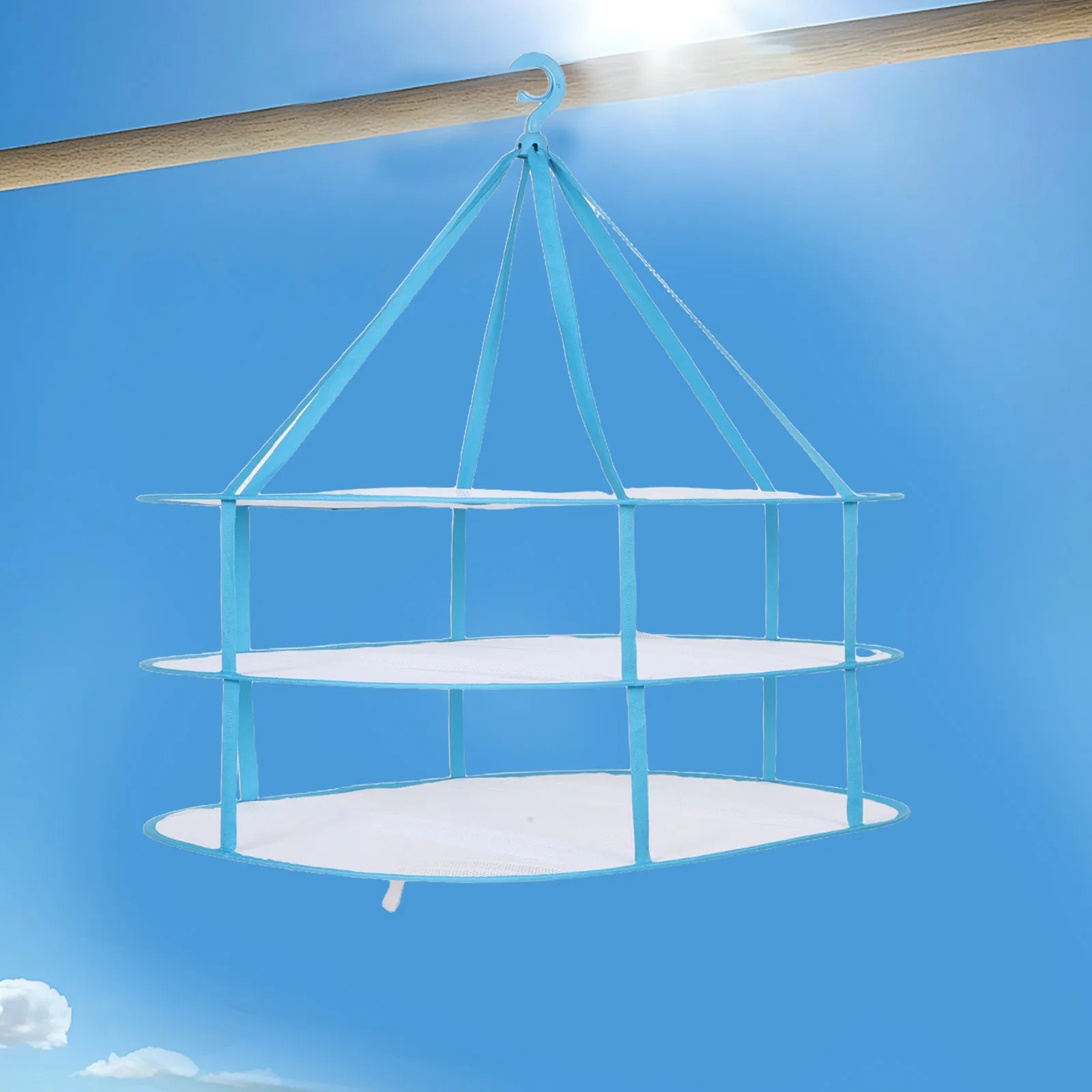 

Clothes Drying Net Foldable Mesh Rack Large Space Breathable Hanging Basket Single Layer Portable Outdoor Indoor Use