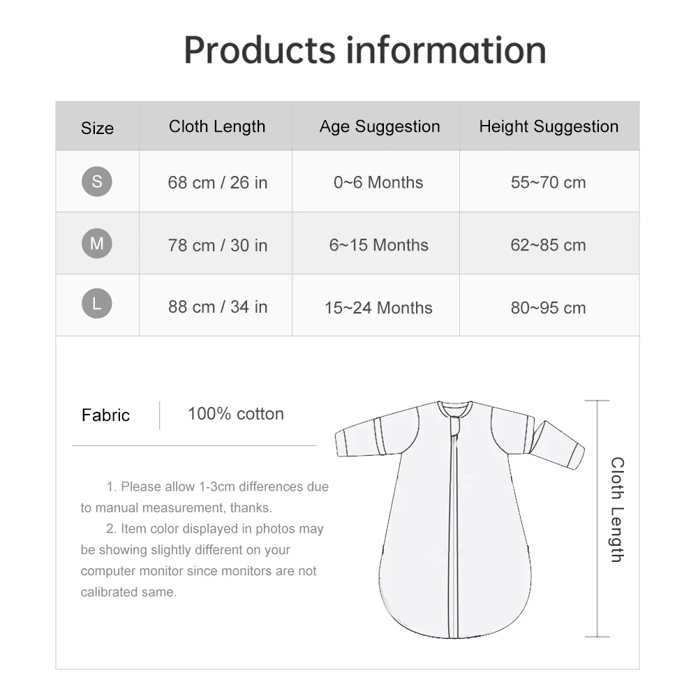 كيس نوم للأطفال بأكمام قابلة للإزالة من القطن الشاش الرقيق القابل للتنفس 3 طرق تصميم بسحاب لأكياس نوم الأطفال من عمر 0 إلى 24 شهرًا #6