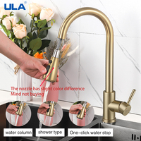 ULA Gold Kitchen Faucet Pull Out Spout Kitchen Sink Faucet 360 Rotation Sink Mixer Stream Sprayer Head Tap Torneira