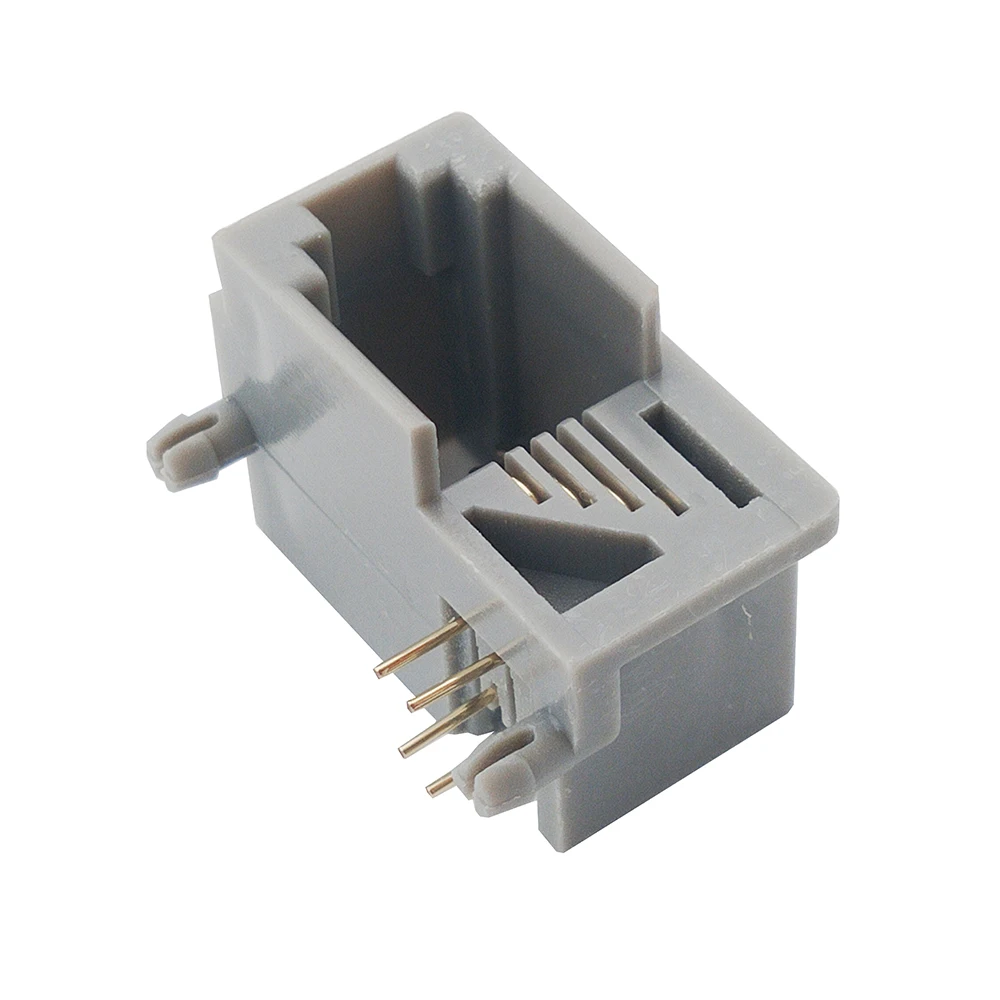 

10PCS RJ11 Connector RJ9 4P4C receiver socket 616Y Grey For Telephone Plug female Side insert PCB