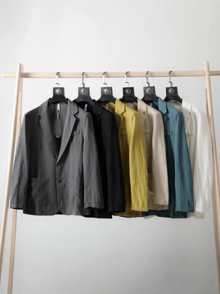 

70% linen 30% cotton breathable men's sports jacket men's black jacket summer business lightweight men's 2025