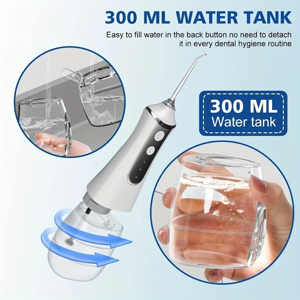 Irrigator Wireless  Interdental Cleaner Water Flosser For Teeth Gums Dental Care 3 Modes 5 Replacement Nozzles USB Rechargeable