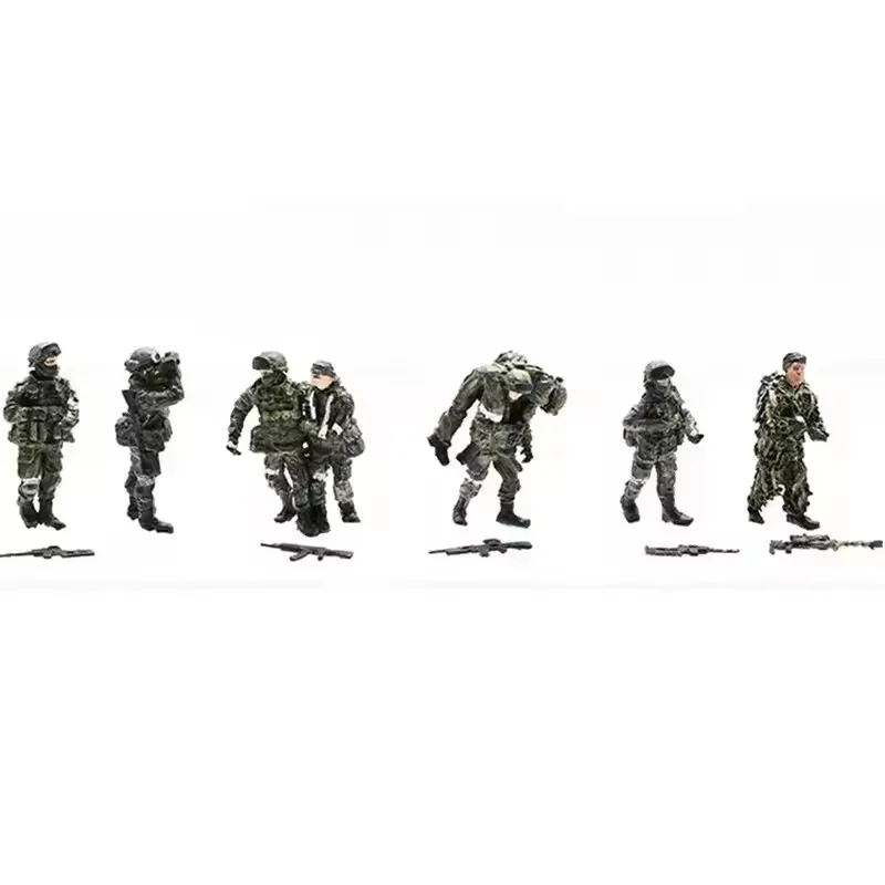 2025 New 1:72 Scale Model 8 Pcs Russia Patrol Rescue Team Soldiers Action Figure Toys Scene Accessory Dolls Display Collection