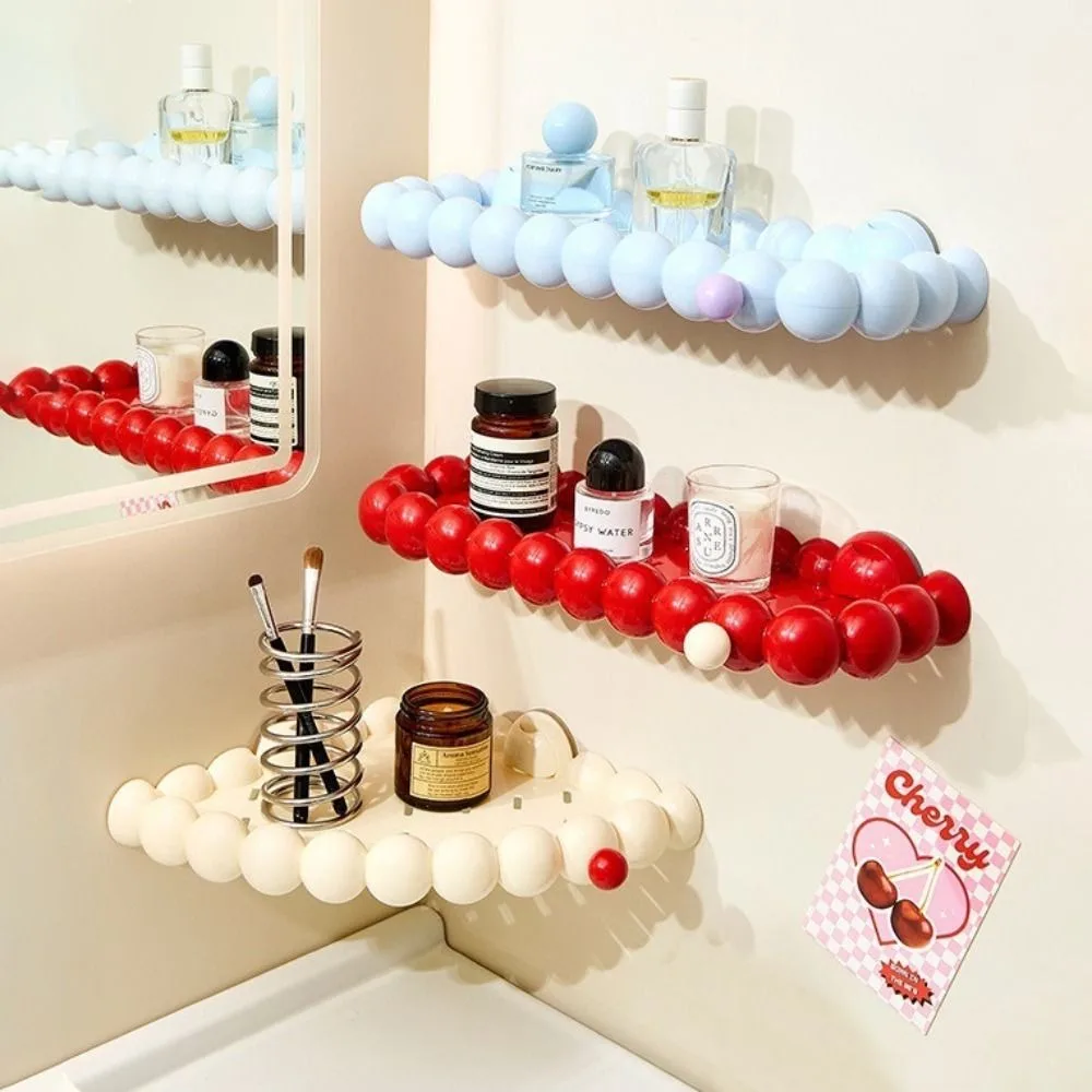 

ABS Bathroom Triangular Basket No Drill Triangular Design Wall Mounted Shelf Suction Cup Bathroom Organizer WC Organization