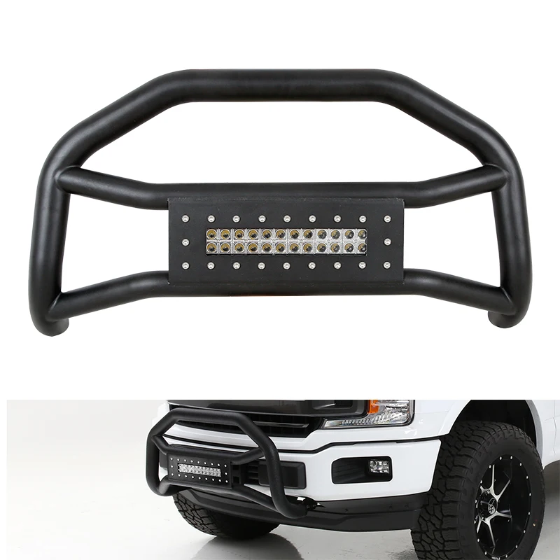 Car front bumper grille guard bull bar with led lights