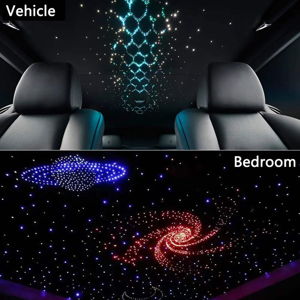 Kit de luces de techo de estrella de fibra óptica centelleante, luz de estrella de techo de coche RGBW, aplicación Bluetooth, Control de música, lámpara de techo de cielo estrellado de coche, 32W