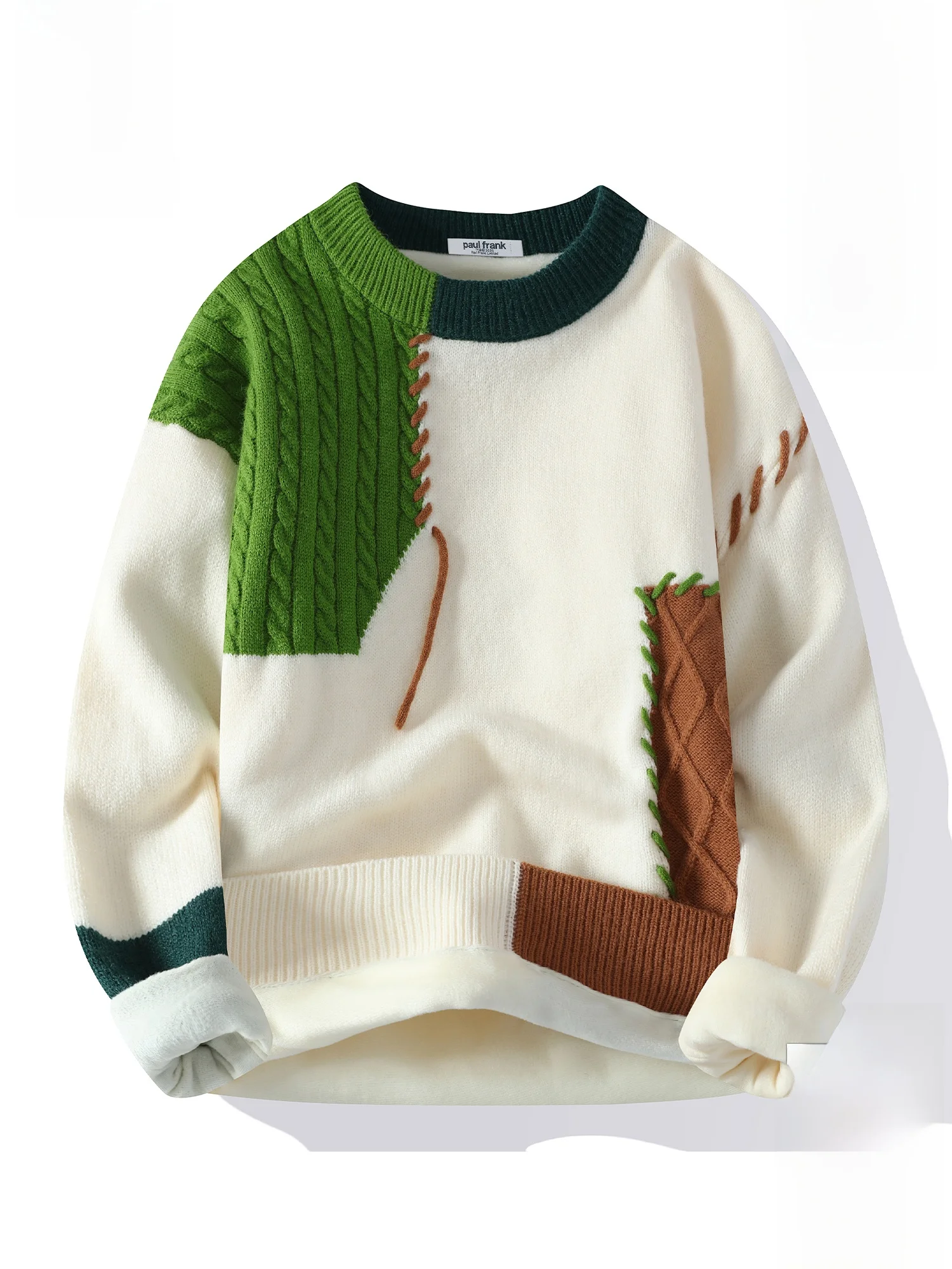 

Мужской зимний свитер Paul Frank с флисовой подкладкой, утепленный, вязаный, с круглым вырезом, повседневный, комфортный, мягкий, из смесового полиэстера