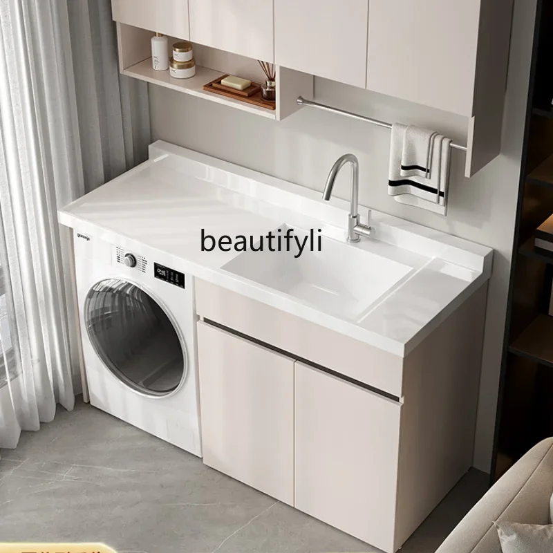 Washing Machine Cabinet Laundry Tub Basin Cabinet without Washboard Integrated Wash Wardrobe Inter-Platform Basin