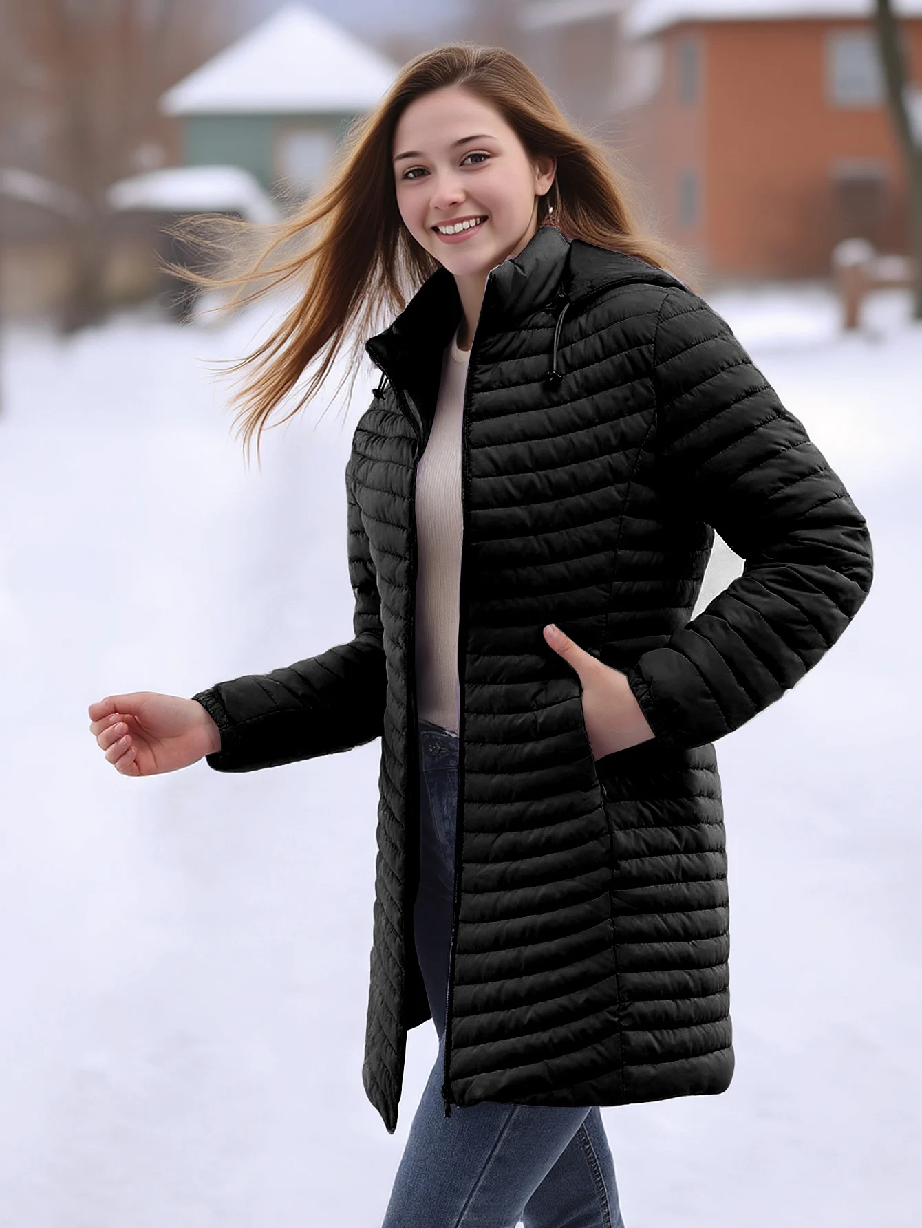 

Women's Extra Long Quilted Puffer Jacket Winter Thermal Outerwear