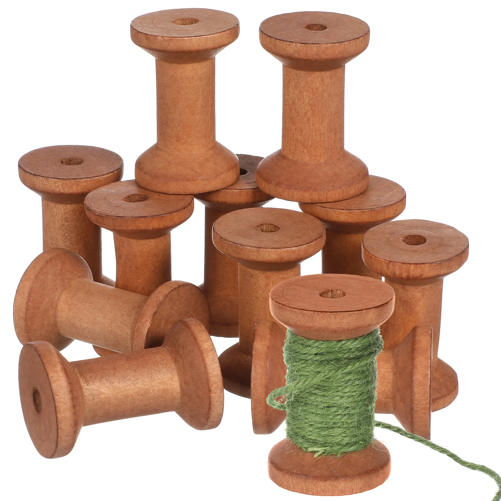 20Pcs Wood Thread Spools Empty Bobbins for Embroidery Sewing Yarn Ribbon Winding Organizer Rustic Charm Tidy Craft Storage view 5