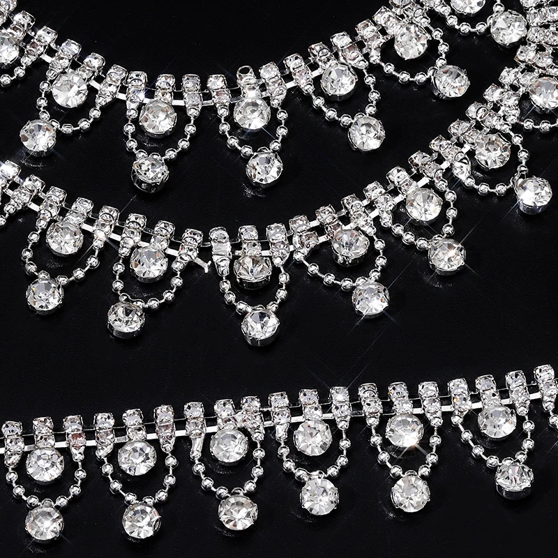 

Ducrystal 90CM/Yard Glass Glitter rhinestone Ribbon Crystal Motif Rhinetones Chain DIY Clothing,Garment,Shoes,Dress