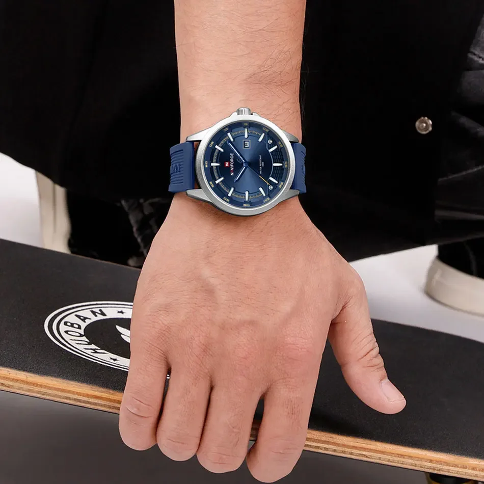 NAVIFORCE Man Luxury Wristwatch Waterproof Luminous Watch for Man Men Silicone Quartz High Quality Watches Relogio Masculino