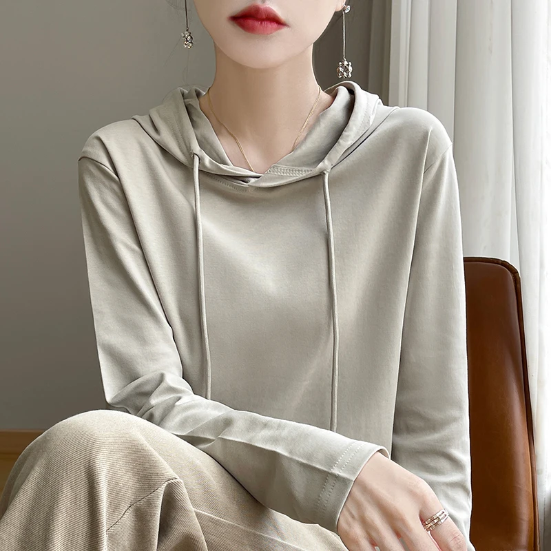 

Осенне-зимний новый свободный свитер в западном стиле с капюшоном из 100% хлопка, однотонный топ-рубашка Joker.