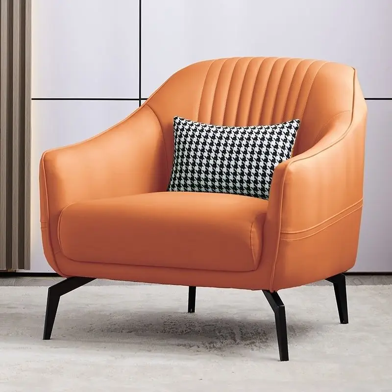Scandinavian Light Luxury Fabric Accent Chair – Modern Single Sofa 4