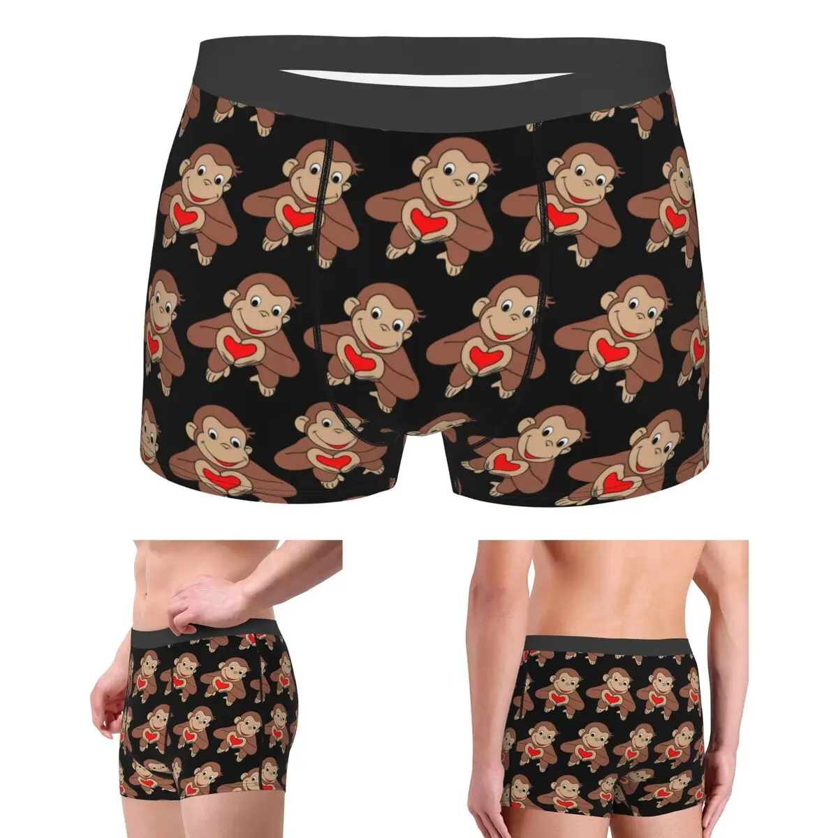 

Boxer Underpants Shorts Curious George Is All Heart Panties Male Comfortable Underwear for Homme Man Boyfriend Gift