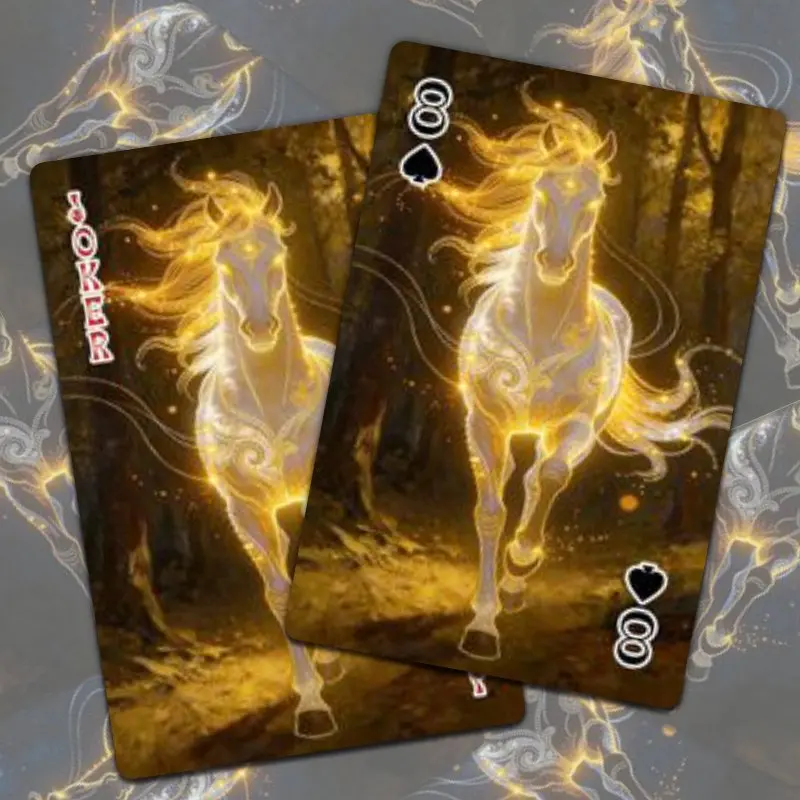 54pcs Playing Cards, Premium Poker Card Deck for Blackjack, Euchre, Canasta, Family Game Night with Mythical Starry Horse Design view 2
