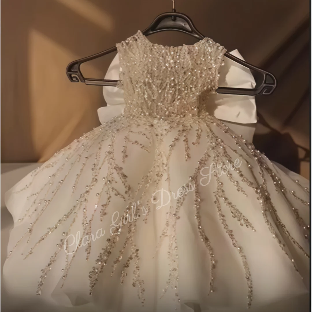 Benutzerdefiniertes Blumenmädchenkleid Hochzeitskleid Weihnachtskleid Partykleid Pailletten Prinzessin Kinder formelles Kleid