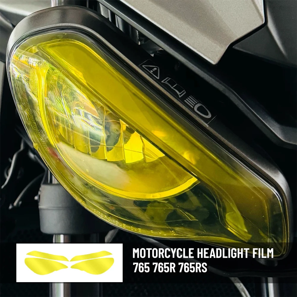 For Street Triple 765 765R 765RS Gold/Smoked black /Clear 2023 2024 Motorcycle Headlight Film Protective Film Sticker Headlamp