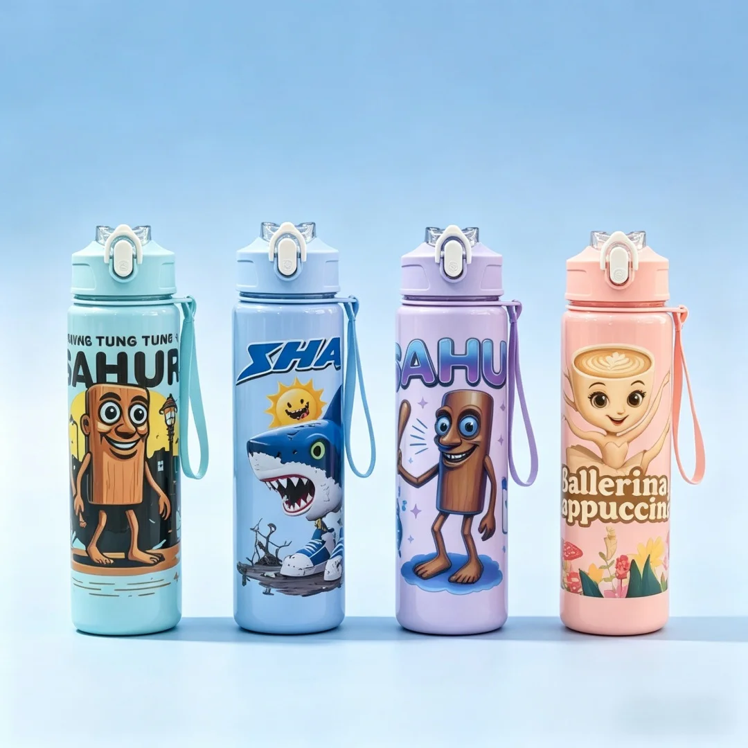 

Cartoon Chinese Classic Shan Hai Jing Pattern Water Bottle, Multi-use for Juice, Coffee and Daily Drinking Water, Large Capacity