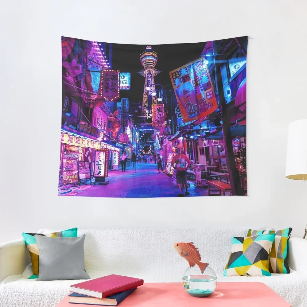 

Osaka's Neon Paradise Tapestry Aesthetic Home Decor Decorative Wall Mural Room Design Nordic Home Decor Tapestry