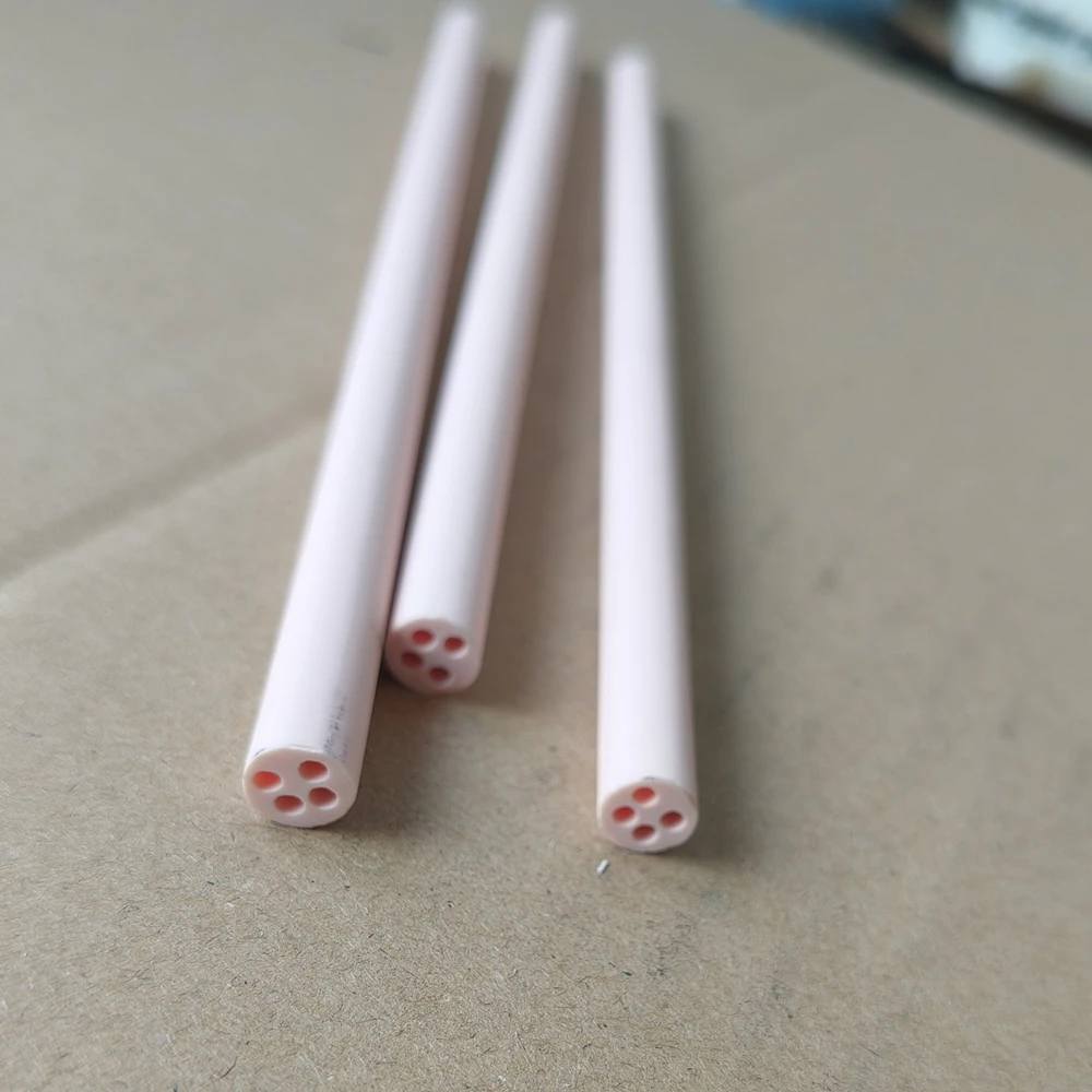 OD8mm Four Hole Ceramic Corundum tube with High Temperature Resistant Double hole ceramic tube length arbitrary cutting